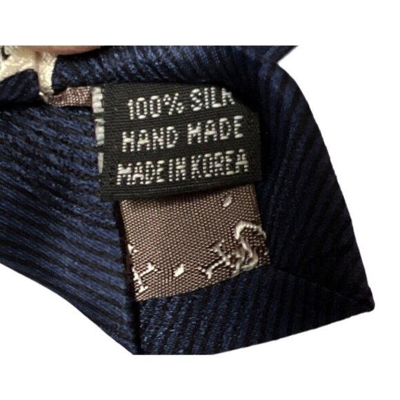 VTG Stacy Adams 100% Silk Neck Tie Blue Red Abstract Crest Men's - Picture 7 of 8